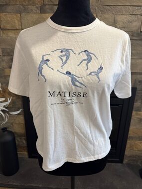 Matisse White Tee with Blue Dance Motif